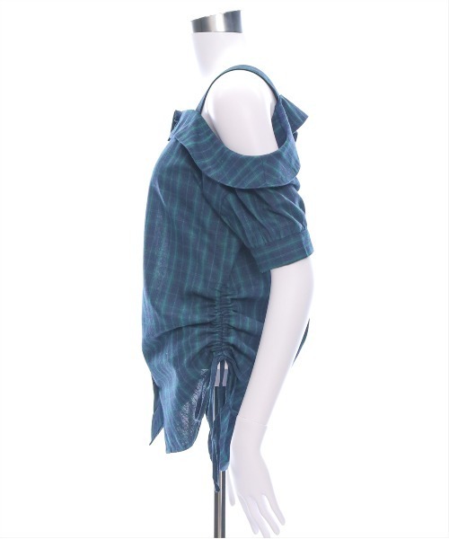 clear（クリア）の「オフショルチェックシャツ［大人カジュアル 夏］≪SS新作≫（シャツ/ブラウス・レディース・グリーン/ネイビー/オレンジ・F）」の10枚目の写真