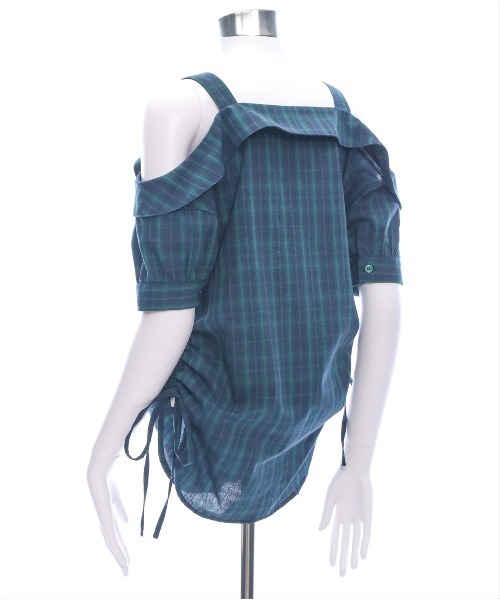 clear（クリア）の「オフショルチェックシャツ［大人カジュアル 夏］≪SS新作≫（シャツ/ブラウス・レディース・グリーン/ネイビー/オレンジ・F）」の11枚目の写真