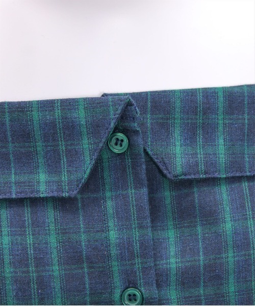 clear（クリア）の「オフショルチェックシャツ［大人カジュアル 夏］≪SS新作≫（シャツ/ブラウス・レディース・グリーン/ネイビー/オレンジ・F）」の14枚目の写真