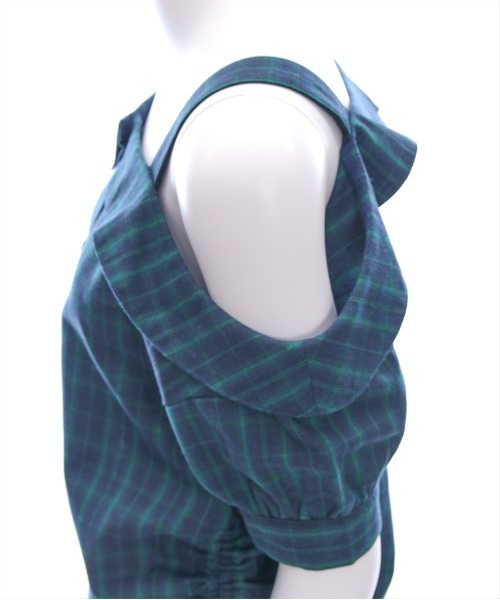 clear（クリア）の「オフショルチェックシャツ［大人カジュアル 夏］≪SS新作≫（シャツ/ブラウス・レディース・グリーン/ネイビー/オレンジ・F）」の15枚目の写真