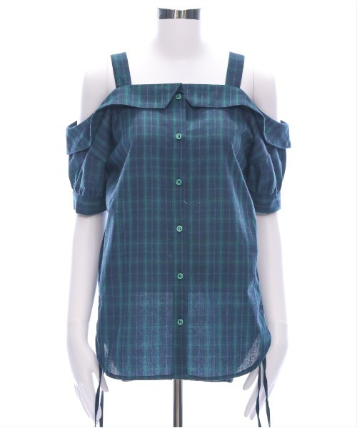 clear（クリア）の「オフショルチェックシャツ［大人カジュアル 夏］≪SS新作≫（シャツ/ブラウス・レディース・グリーン/ネイビー/オレンジ・F）」の19枚目の写真