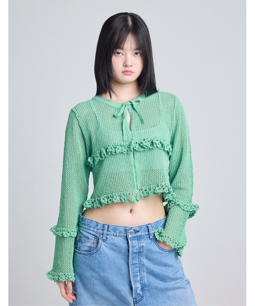 Little sunny bite(リトルサニーバイト)の「knit cardigan(ニット/セーター・レディース・ブルー/グリーン/ピンク・FREE)」の1枚目の写真