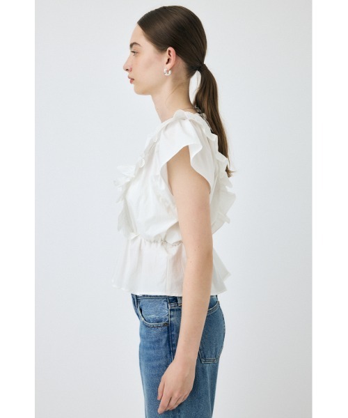 MOUSSY(マウジー)の「SHIRRING RUFFLE PEPLUM トップス(シャツ/ブラウス・レディース・ブラック/ホワイト・FREE)」の11枚目の写真