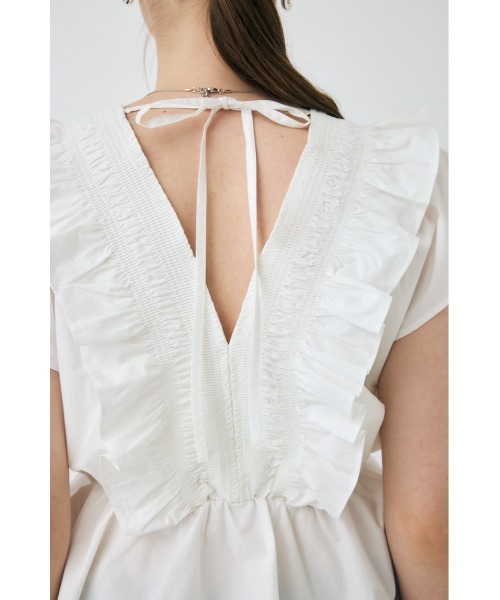 MOUSSY(マウジー)の「SHIRRING RUFFLE PEPLUM トップス(シャツ/ブラウス・レディース・ブラック/ホワイト・FREE)」の14枚目の写真