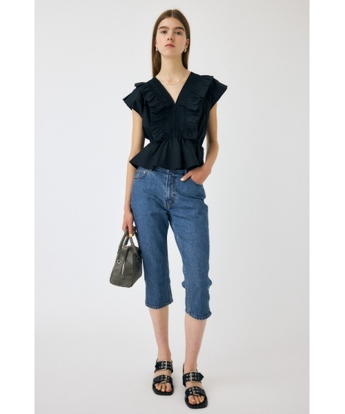 MOUSSY(マウジー)の「SHIRRING RUFFLE PEPLUM トップス(シャツ/ブラウス・レディース・ブラック/ホワイト・FREE)」の19枚目の写真