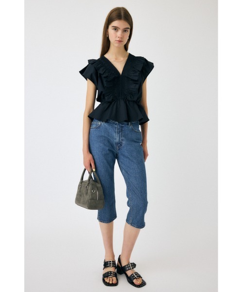 MOUSSY(マウジー)の「SHIRRING RUFFLE PEPLUM トップス(シャツ/ブラウス・レディース・ブラック/ホワイト・FREE)」の20枚目の写真