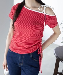 clear | ワンショル肩リボン半袖ボーダーカットソー[大人 カジュアル 夏]≪SS新作≫(Tシャツ/カットソー)