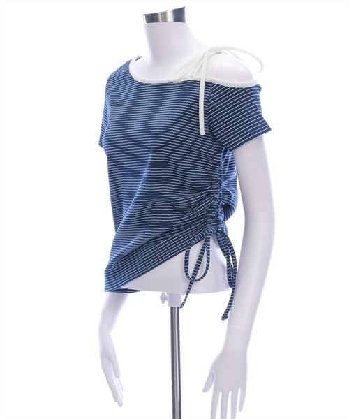 clear（クリア）の「ワンショル肩リボン半袖ボーダーカットソー[大人 カジュアル 夏]≪SS新作≫（Tシャツ/カットソー・レディース・レッド/ネイビー/オフホワイト・F）」の5枚目の写真