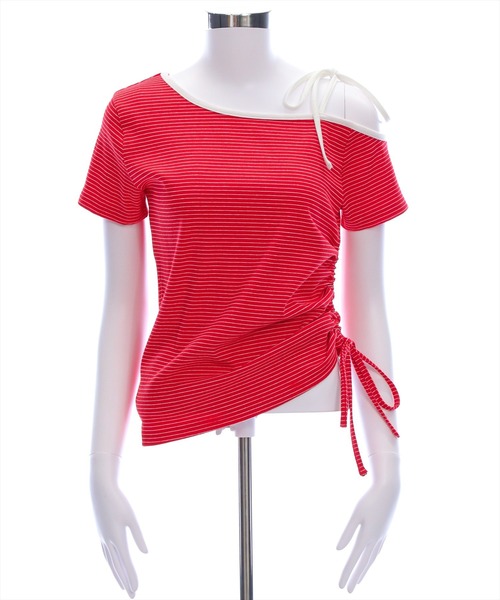 clear（クリア）の「ワンショル肩リボン半袖ボーダーカットソー[大人 カジュアル 夏]≪SS新作≫（Tシャツ/カットソー・レディース・レッド/ネイビー/オフホワイト・F）」の14枚目の写真