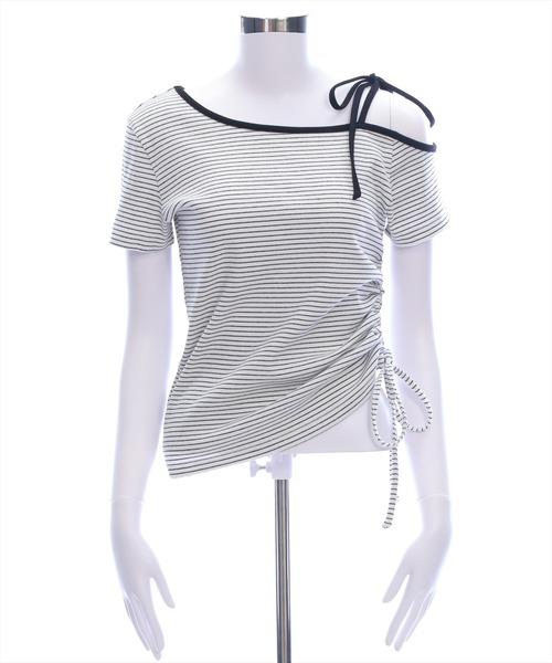 clear（クリア）の「ワンショル肩リボン半袖ボーダーカットソー[大人 カジュアル 夏]≪SS新作≫（Tシャツ/カットソー・レディース・レッド/ネイビー/オフホワイト・F）」の13枚目の写真