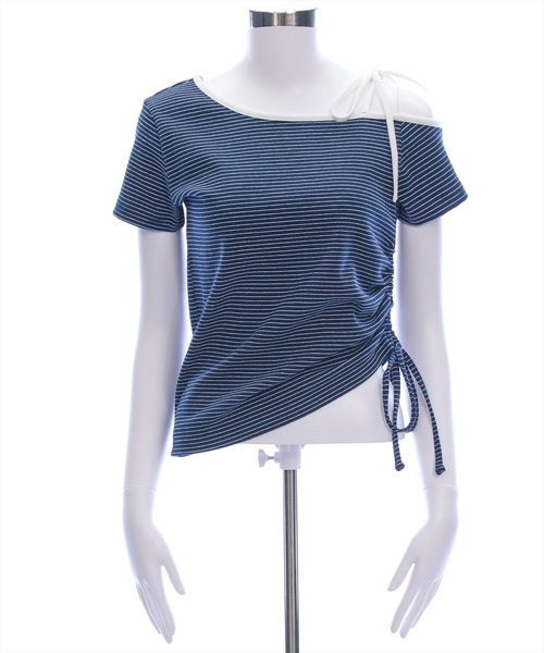 clear（クリア）の「ワンショル肩リボン半袖ボーダーカットソー[大人 カジュアル 夏]≪SS新作≫（Tシャツ/カットソー・レディース・レッド/ネイビー/オフホワイト・F）」の12枚目の写真