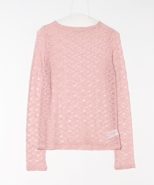TRIANGLE PALETTE(トライアングルパレット)の「ストレッチシアーレース長袖トップス(Tシャツ/カットソー・レディース・アイボリー/ピンク/ブラック/ホワイト/ボルドー・FREE)」の7枚目の写真