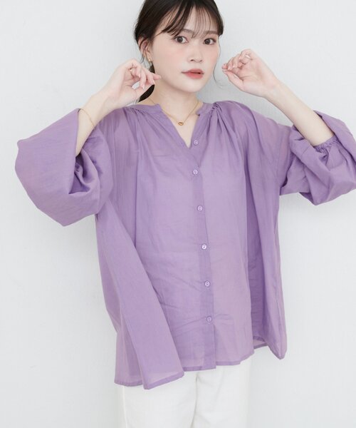 人気/美品✨メゾンドソイル ピンタックギャザーブラウス インド綿 М 人気/美品✨メゾンドソイル ピンタックギャザーブラウス インド