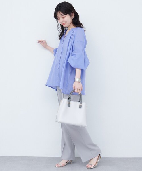 natural couture(ナチュラルクチュール)の「インド綿ピンタックギャザーブラウス(シャツ/ブラウス・レディース・ラベンダー/レッド/オフホワイト/サックスブルー/ブラック・FREE)」の14枚目の写真