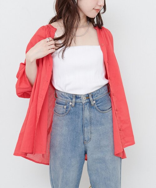 natural couture(ナチュラルクチュール)の「インド綿ピンタックギャザーブラウス(シャツ/ブラウス・レディース・ラベンダー/レッド/オフホワイト/サックスブルー/ブラック・FREE)」の10枚目の写真