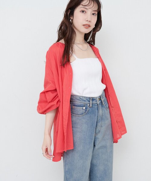 natural couture(ナチュラルクチュール)の「インド綿ピンタックギャザーブラウス(シャツ/ブラウス・レディース・ラベンダー/レッド/オフホワイト/サックスブルー/ブラック・FREE)」の9枚目の写真