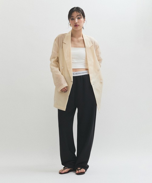 ADAM ET ROPÉ ベージュ ダブルブレストジャケット セール】【逸品】ダブルブレストシアージャケット（テーラード