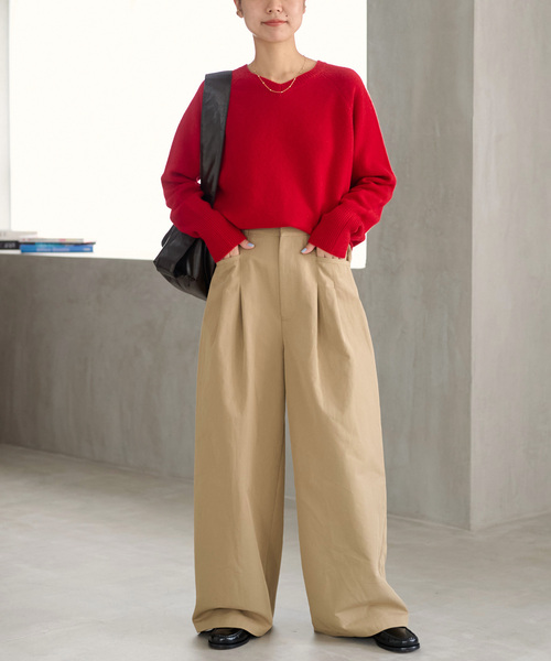 JOURNAL STANDARD relume（ジャーナルスタンダード　レリューム）の「《追加 / 新色》2タックワイドパンツ（チノパンツ・レディース・ベージュ/ブラック/カーキ・36/38）」の5枚目の写真