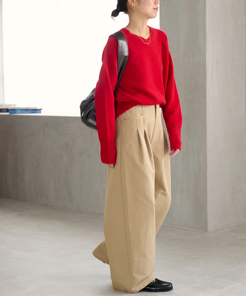 JOURNAL STANDARD relume（ジャーナルスタンダード　レリューム）の「《追加 / 新色》2タックワイドパンツ（チノパンツ・レディース・ベージュ/ブラック/カーキ・36/38）」の6枚目の写真