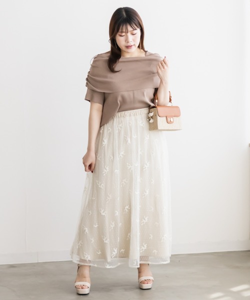 CLETTE（クレット）の「3WAY花柄チュールスカート（スカート・レディース・ブラック/ライトベージュ・4L/3L/LL）」の16枚目の写真