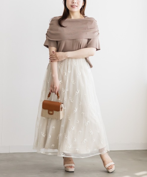 CLETTE（クレット）の「3WAY花柄チュールスカート（スカート・レディース・ブラック/ライトベージュ・4L/3L/LL）」の17枚目の写真