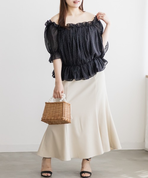 CLETTE（クレット）の「3WAY花柄チュールスカート（スカート・レディース・ブラック/ライトベージュ・4L/3L/LL）」の14枚目の写真
