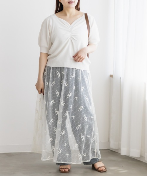 CLETTE（クレット）の「3WAY花柄チュールスカート（スカート・レディース・ブラック/ライトベージュ・4L/3L/LL）」の13枚目の写真
