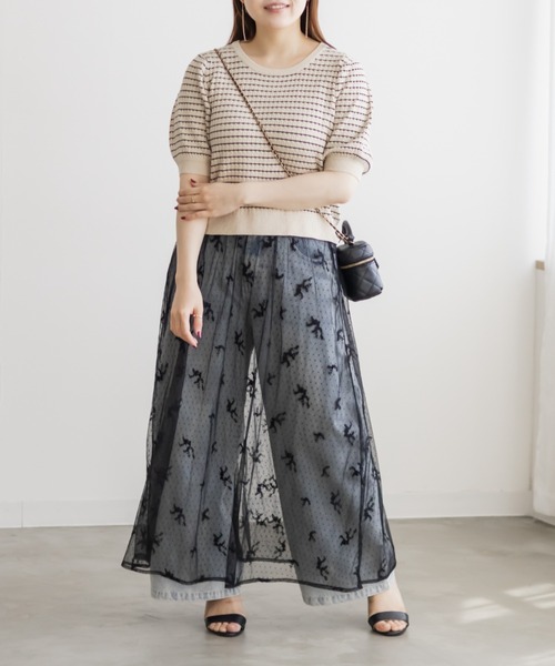 CLETTE（クレット）の「3WAY花柄チュールスカート（スカート・レディース・ブラック/ライトベージュ・4L/3L/LL）」の21枚目の写真