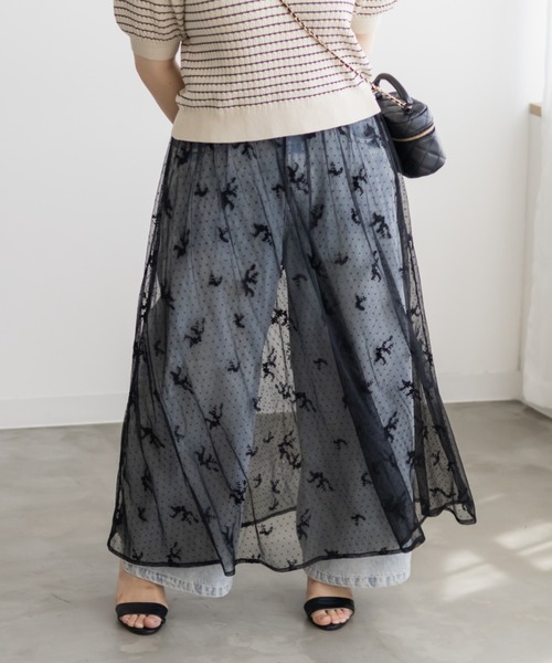 CLETTE（クレット）の「3WAY花柄チュールスカート（スカート・レディース・ブラック/ライトベージュ・4L/3L/LL）」の19枚目の写真