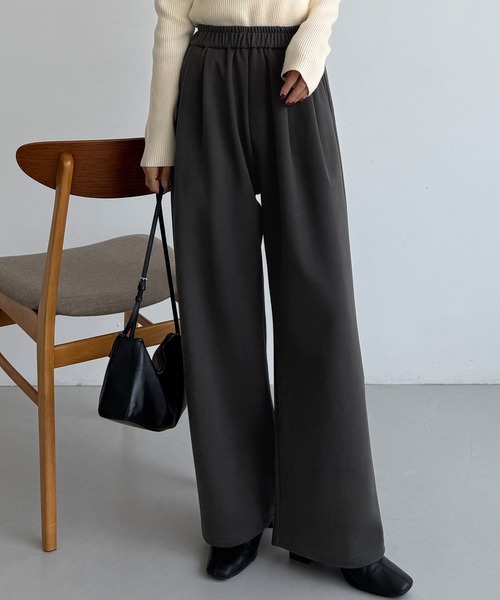 callautia(カラウティア)の「ウォームタックワイドイージーパンツ(スラックス・レディース・ブラック/グレイッシュベージュ/グレー・SMALL/MEDIUM/LARGE)」の2枚目の写真
