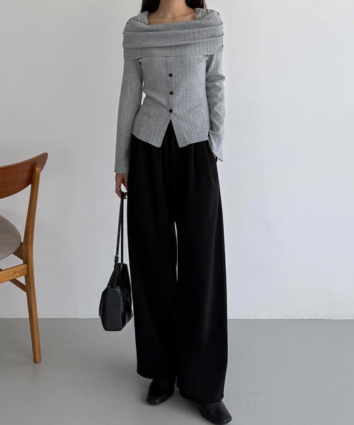 callautia(カラウティア)の「ウォームタックワイドイージーパンツ(スラックス・レディース・ブラック/グレイッシュベージュ/グレー・SMALL/MEDIUM/LARGE)」の8枚目の写真