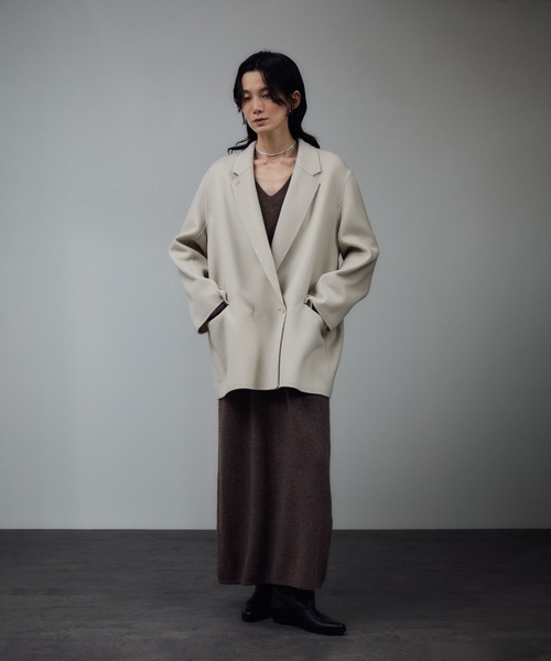 SALON adam et rope'（サロン アダム エ ロペ）の「シャルムリバージャケットコート / ミドルウールコート（その他アウター・レディース・オフホワイト/チャコールグレー/ベージュ系その他・FREE）」の5枚目の写真