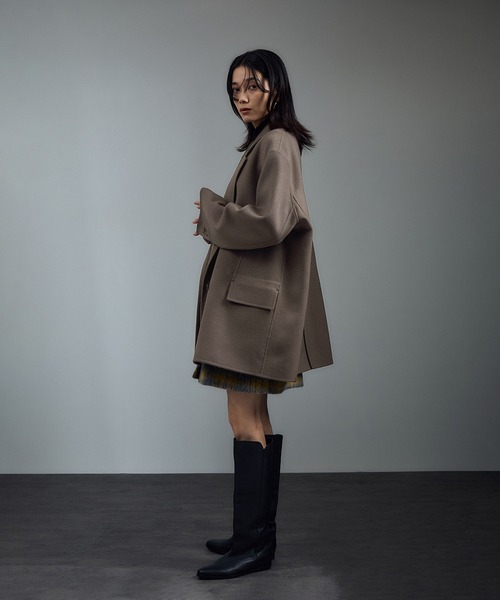 SALON adam et rope'（サロン アダム エ ロペ）の「シャルムリバージャケットコート / ミドルウールコート（その他アウター・レディース・オフホワイト/チャコールグレー/ベージュ系その他・FREE）」の6枚目の写真