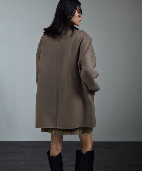 SALON adam et rope'（サロン アダム エ ロペ）の「シャルムリバージャケットコート / ミドルウールコート（その他アウター・レディース・オフホワイト/チャコールグレー/ベージュ系その他・FREE）」の7枚目の写真