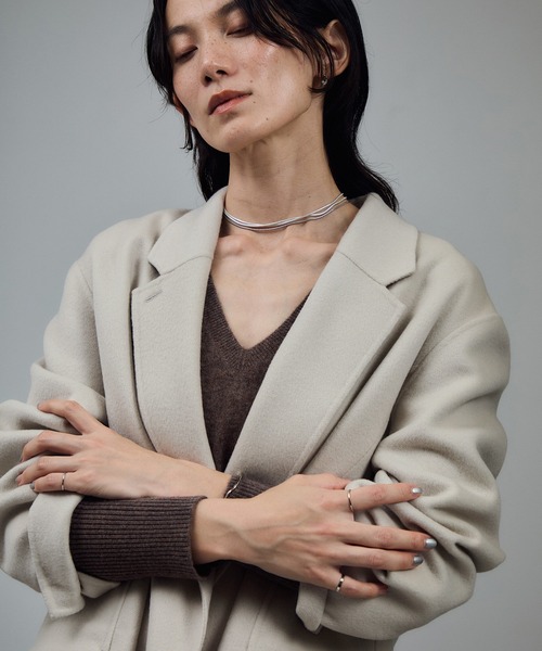 SALON adam et rope'（サロン アダム エ ロペ）の「シャルムリバージャケットコート / ミドルウールコート（その他アウター・レディース・オフホワイト/チャコールグレー/ベージュ系その他・FREE）」の13枚目の写真