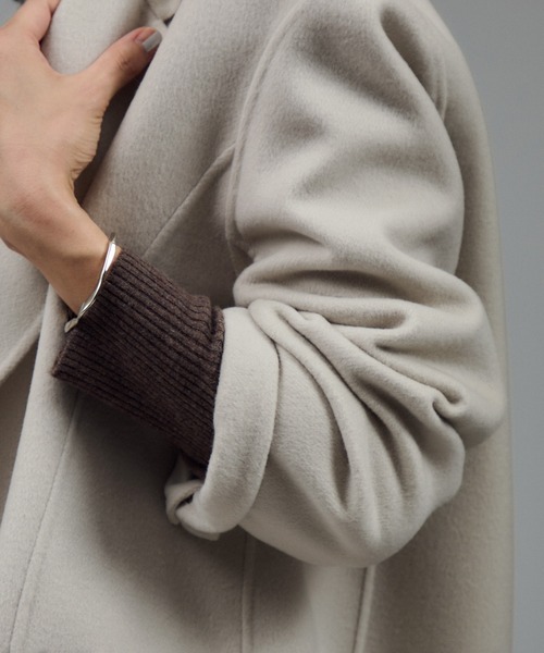 SALON adam et rope'（サロン アダム エ ロペ）の「シャルムリバージャケットコート / ミドルウールコート（その他アウター・レディース・オフホワイト/チャコールグレー/ベージュ系その他・FREE）」の14枚目の写真