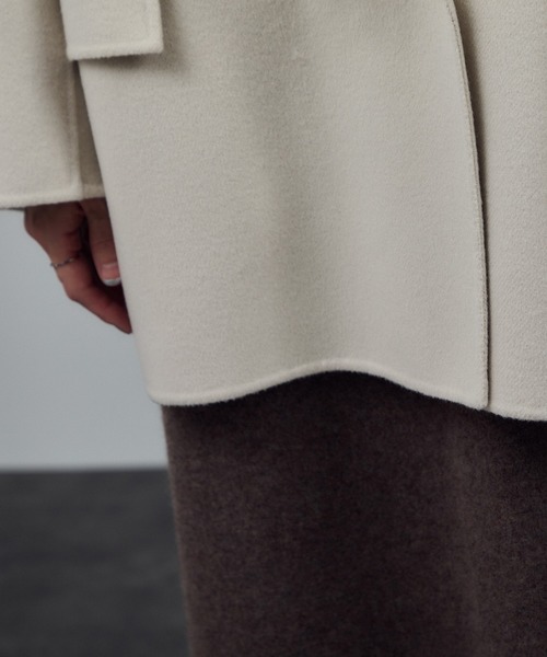 SALON adam et rope'（サロン アダム エ ロペ）の「シャルムリバージャケットコート / ミドルウールコート（その他アウター・レディース・オフホワイト/チャコールグレー/ベージュ系その他・FREE）」の21枚目の写真