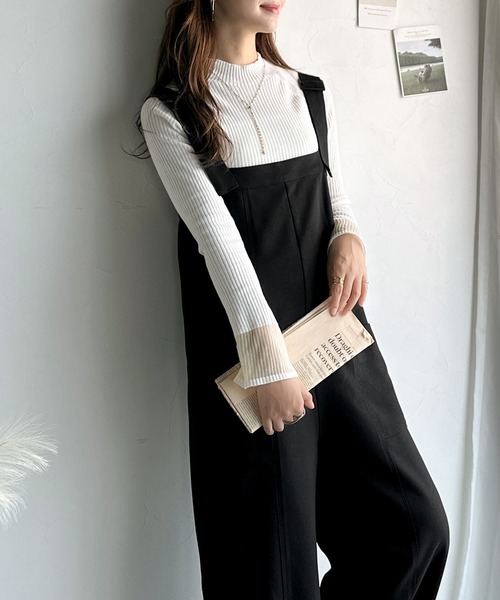 classicalelf(クラシカルエルフ)の「【体型カバー】年中着られる、シワになりにくい高見え大人サロペット。サイドポケットデザインハイウエストサロペット(サロペット/オーバーオール・レディース・チャコール/ベージュ/ブラック・LARGE/X-LARGE/SMALL/MEDIUM)」の22枚目の写真