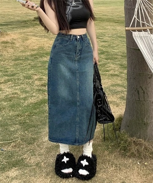 FREE STYLISTS(フリー スタイリスト)の「バックスリットデニムスカート(デニムスカート・レディース・ブラック/ライトブルー/ライトブラック/ブルー・S/M/XL/XS/L/XXL/3XL)」の22枚目の写真