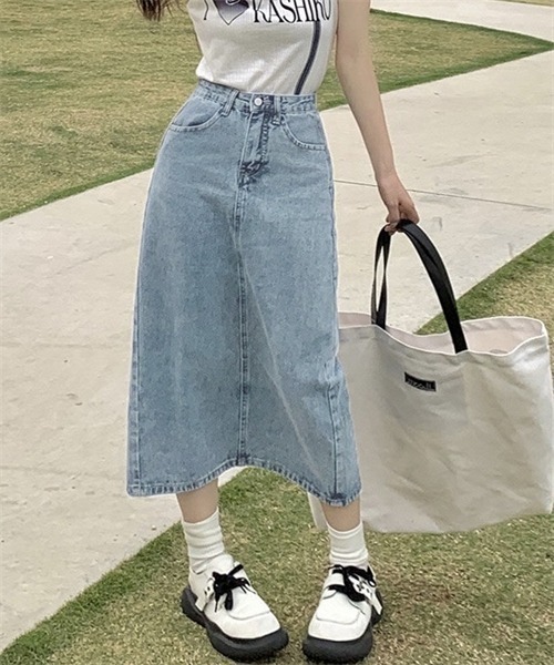 FREE STYLISTS(フリー スタイリスト)の「バックスリットデニムスカート(デニムスカート・レディース・ブラック/ライトブルー/ライトブラック/ブルー・S/M/XL/XS/L/XXL/3XL)」の12枚目の写真