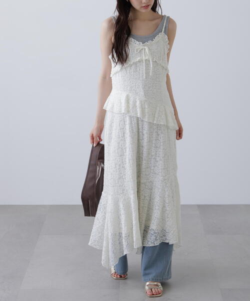 FREE'S MART（フリーズマート）の「◆イレヘムレースキャミワンピース（ワンピース・レディース・ブラック/ホワイト・FREE）」の2枚目の写真