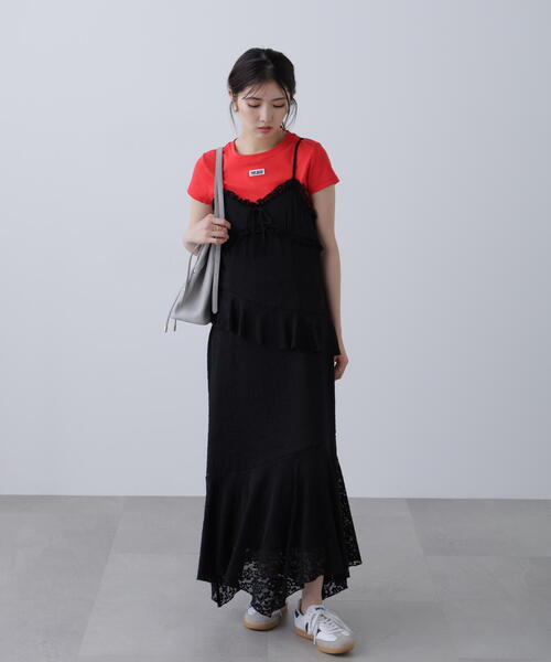 FREE'S MART（フリーズマート）の「◆イレヘムレースキャミワンピース（ワンピース・レディース・ブラック/ホワイト・FREE）」の4枚目の写真