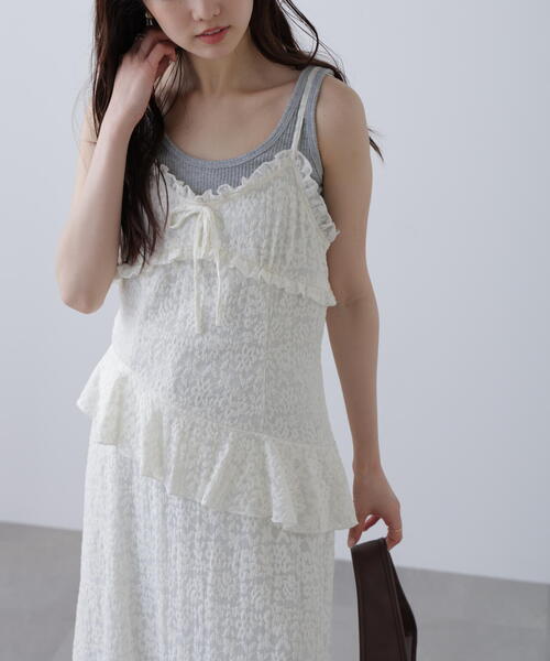 FREE'S MART（フリーズマート）の「◆イレヘムレースキャミワンピース（ワンピース・レディース・ブラック/ホワイト・FREE）」の15枚目の写真