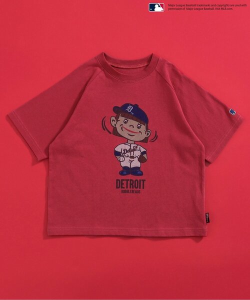 MLB(メジャーリーグベースボール)の「MLB バブルヘッドラグランTシャツ(Tシャツ/カットソー・キッズ・レッド/ベージュ/チャコール・100/90/80/110/140/130/120)」の1枚目の写真