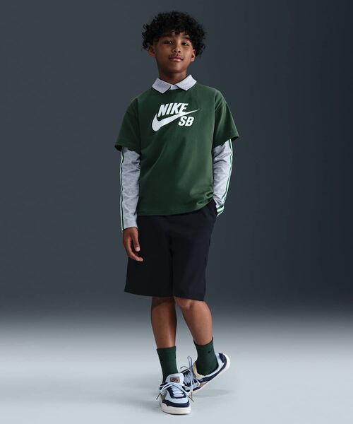 NIKE SB（ナイキエスビー）の「ナイキ SB ジュニア Tシャツ / Nike SB Big Kids' T-Shirt IH6134-323 Fir（Tシャツ/カットソー・キッズ・カモフラージュ・140/130/160/150）」の4枚目の写真