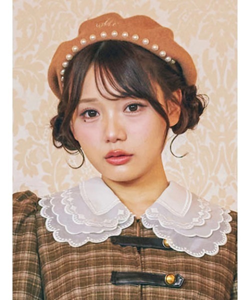 Jamie エーエヌケー(ジェイミーエーエヌケー)の「MEロゴ刺繍パールベレー(ハンチング/ベレー帽・レディース・キャメル・FREE)」の1枚目の写真