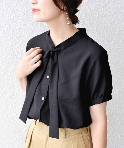 【最終価格】シップス★【ZOZO限定】ドライタッチボウタイブラウス セール】【ZOZO限定】SHIPS.me: ドライタッチ ボウタイ ブラウス