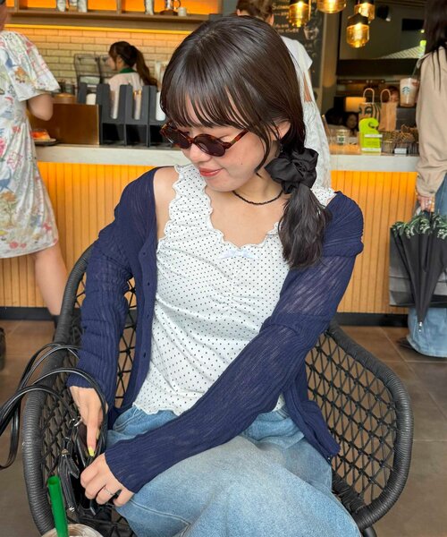 DISCOAT（ディスコート）の「【umm.】メロー前リボンタンク（タンクトップ・レディース・ホワイト系その他/オフホワイト/ブラック/アイボリー・FREE）」の5枚目の写真