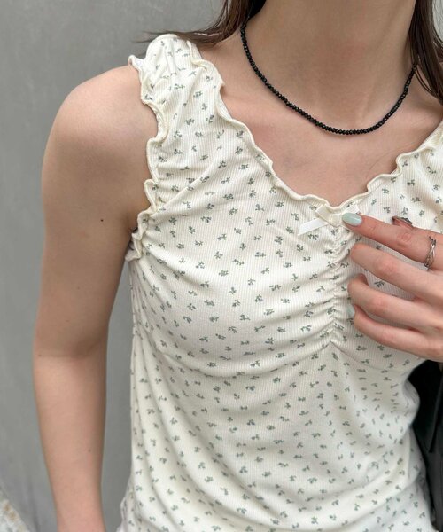 DISCOAT（ディスコート）の「【umm.】メロー前リボンタンク（タンクトップ・レディース・ホワイト系その他/オフホワイト/ブラック/アイボリー・FREE）」の21枚目の写真