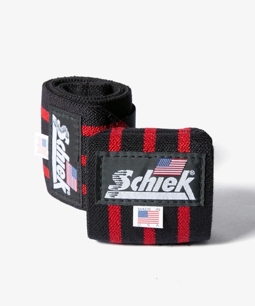 Schiek(シーク)の「Schiek Black Line Wrist Wraps シーク ブラックライン リストラップ アルティメイトグリップ 18インチ(スポーツグッズ・レディース・ブラック×レッド・FREE)」の1枚目の写真